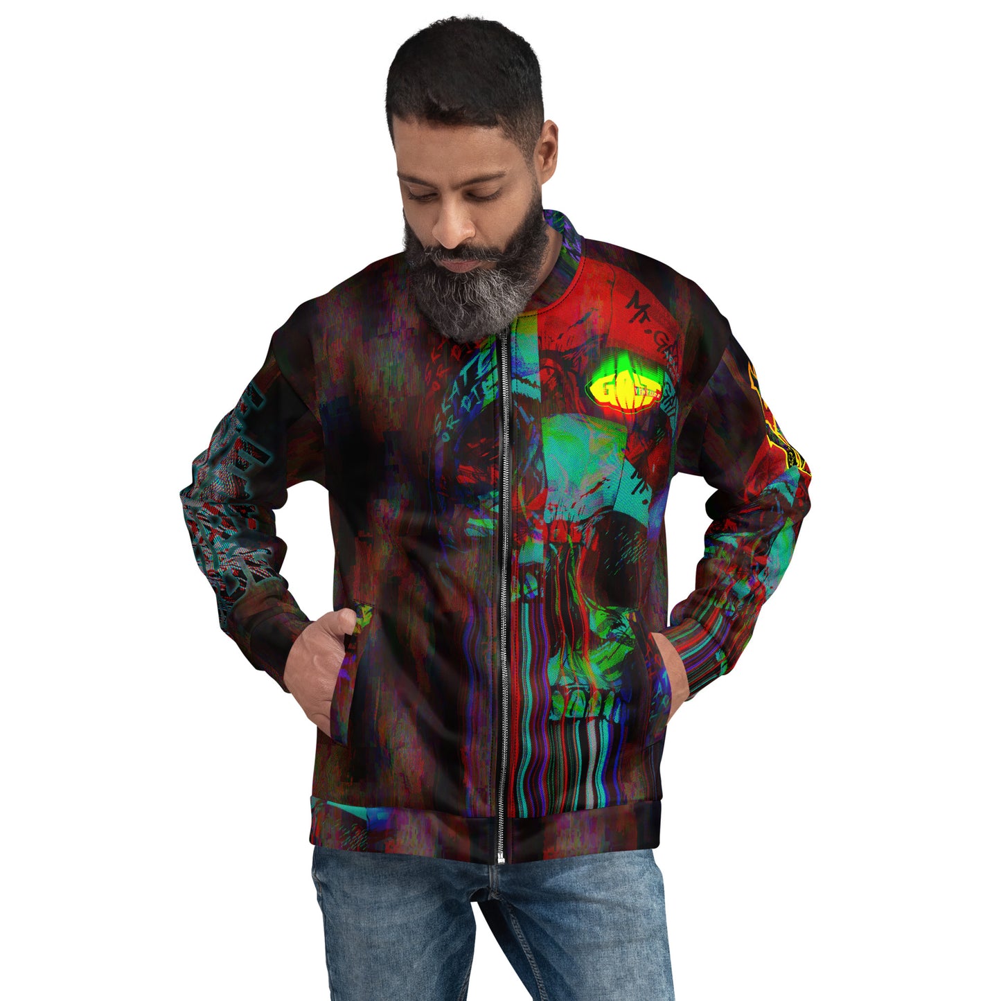 GRITventure Glitch out 8bit Unisex Bomber Jacket