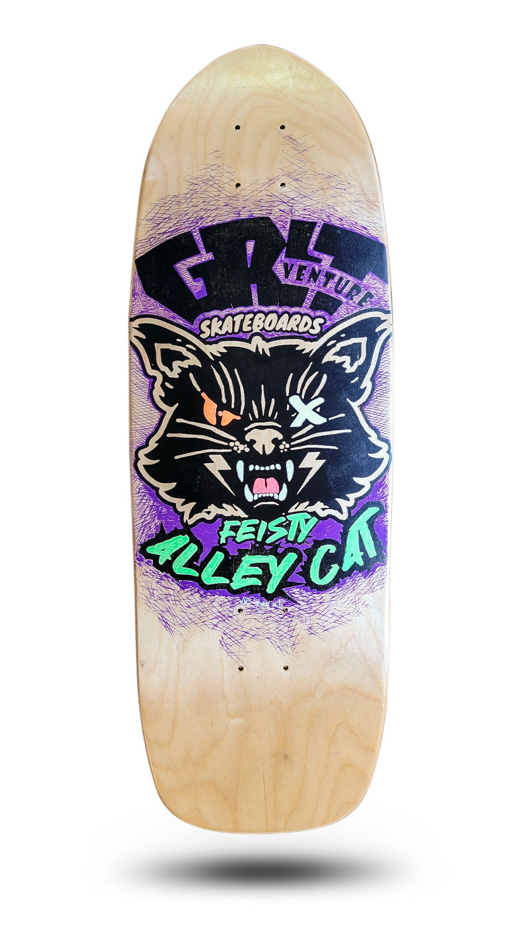 GRITventure Feisty Alley Cat Old school skateboard deck 9 1/5 in